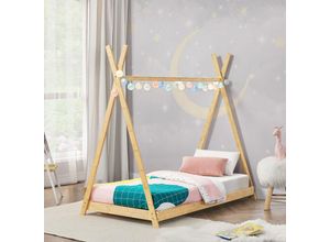 4059438817489 - [encasa] - Kinderbett Tipibett Vimpeli 70x140 cm Bambus Bambus