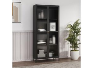 4059438819483 - Vitrinenschrank Säkylä Stahl Schwarz [encasa]