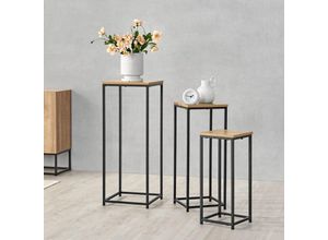 4059438819865 - [encasa] - Satztisch Kontiolahti im 3er Set Schwarz Holzoptik Schwarz