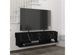 4059438820809 - [encasa] - Fernsehschrank Kimitoön 120x315x325cm Marmor schwarz Marmor schwarz