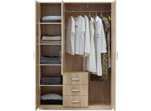 4059438843211 - [encasa] - Kleiderschrank Bodolz 176x120x52 cm mit Spiegel Eiche