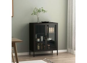 4059438843792 - [encasa] - Sideboard Fauske mit Glastüren Schwarz Schwarz