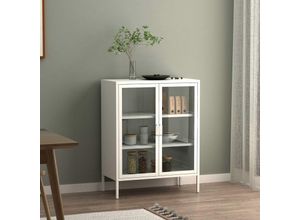 4059438843808 - [encasa] - Sideboard Fauske mit Glastüren Weiß Weiß