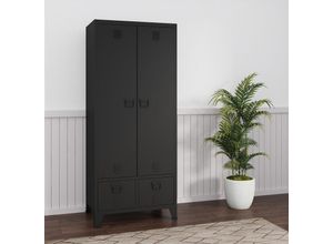 4059438844300 - Kleiderschrank Hankasalmi mit 2 Schubladen 180x90x40 cm Schwarz [encasa]