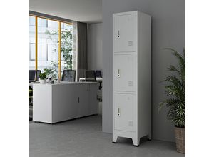 4059438844744 - [encasa] - Schließfachschrank Joroinen mit 3 Türen Stahl pulverbeschichtet 180x38x45 cm Grau Grau
