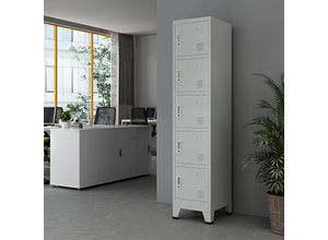 4059438844768 - Schließfachschrank Joroinen mit 5 Türen Stahl pulverbeschichtet 180x38x45 cm Grau [encasa] Grau