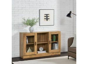 4059438844942 - [encasa] - Sideboard Spøttrup mit Glastüren 120x305x70cm Eiche Eiche