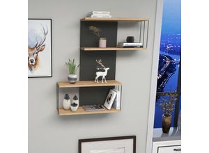 4059438845604 - [encasa] - Wandregal Pudasjärvi 65x19x96 cm Anthrazit Eichenoptik Anthrazit