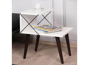 4059438845635 - [encasa] - Beistelltisch Bergen 50x40x55cm Weiß Weiß