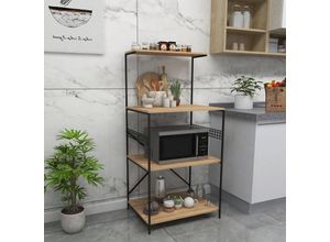 4059438845727 - [encasa] - Küchenregal Botkyrka 124x60x46 cm Schwarz Holzoptik Braun