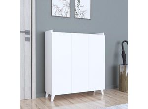 4059438846489 - [encasa] - Beistellschrank Sirdal 1035x90x30 cm Weiß Weiß