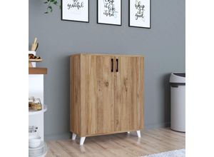 4059438846519 - [encasa] - Beistellschrank Strömsund 88x72x325 cm Eiche-Optik Braun