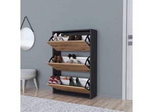 4059438846618 - [encasa] - Schuhschrank Aurskog 110x735x24cm Anthrazit Eiche Grey Accent Oak