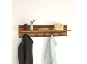 4059438846649 - Wandgarderobe Hammarö 80x13x18cm Walnuss [encasa] - Walnuss