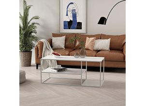 4059438849947 - [encasa] - Couchtisch Solund 120x50x50 cm Weiß matt Weiß