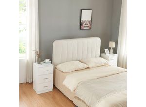 4059438852114 - [encasa] - Nachttisch Aurdal 2er Set 66x37x345 cm Weiß hochglänzend Weiß