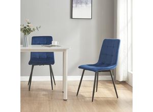 4059438880681 - [encasa] - Esszimmerstuhl Lexnitz 2er Set mit runden Beinen Dunkelblau Dunkelblau