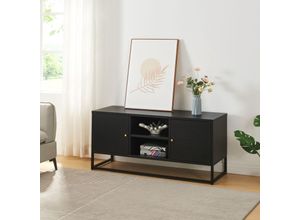 4059438880780 - Tv Schrank Janakkala Stahl 120x40x55 cm Schwarz [encasa] Schwarz