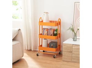 4059438882517 - Küchenrollwagen Pyhäntä mit 3 Ebenen Orange [encasa] Orange