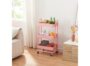 4059438882524 - Küchenrollwagen Pyhäntä mit 3 Ebenen Rosa [encasa] Pink