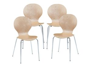 4059438885495 - Esszimmerstuhl Etne 4er Set Holzfarben [encasa] - Braun