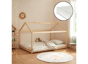 4059438916595 - [encasa] - Kinderbett Cerro mit Matratze 140x200cm Holzfarben Kiefer