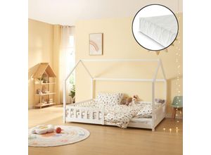 4059438924101 - Hausbett Hesel mit Matratze und Rausfallschutz 120x200cm Weiß [encasa] Weiß