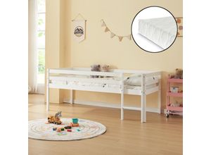 4059438925252 - Kinderbett Siikalatva mit Matratze 90x200cm Weiß [encasa] Weiß