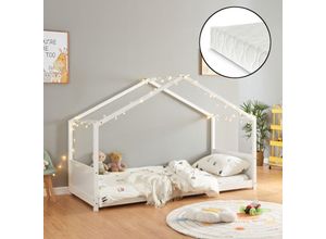 4059438927096 - Hausbett Simo mit Matratze 90x200cm Weiß [encasa] - Weiß