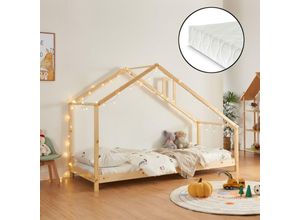 4059438927102 - Hausbett Siuntio mit Matratze 90x200cm Natur [encasa] - Kiefer