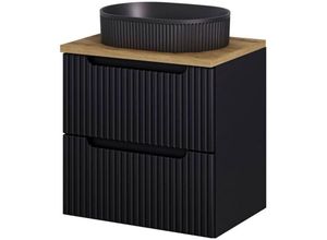 4059438937736 - [encasa] - Waschtischunterschrank Skelbolu 50x60x40 cm Schwarz Eiche