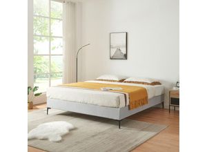 4059438946752 - [encasa] - Doppelbett Lilla Textil 140x200 cm Hellgrau