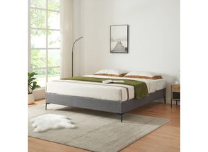 4059438946783 - [encasa] - Doppelbett Lilla Textil 160x200 cm Dunkelgrau