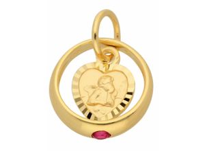 4059468463984 - Ketten-Anhänger ADELIA´S 333 Gold Anhänger Taufring mit Rubin Ø 106 mm Schmuckanhänger Gr Damen Gelbgold 333 rot Damen Anhänger mit Rubin Goldschmuck für