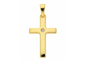 4059468466596 - Ketten-Anhänger ADELIA´S 333 Gold Kreuz Anhänger mit Zirkonia Schmuckanhänger Gr Damen mit Zirkonia Gelbgold 333 goldfarben (gold) Damen Anhänger mit Zirkonia Goldschmuck für & Herren