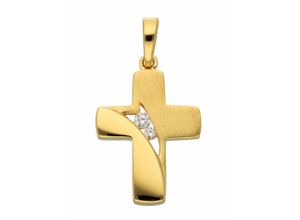 4059468466619 - Ketten-Anhänger ADELIA´S 333 Gold Kreuz Anhänger mit Zirkonia Schmuckanhänger Gr Damen mit Zirkonia Gelbgold 333 goldfarben (gold) Damen Anhänger mit Zirkonia Goldschmuck für & Herren