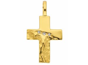 4059468467227 - Ketten-Anhänger ADELIA´S 333 Gold Kreuz Anhänger mit Zirkonia Schmuckanhänger Gr Damen mit Zirkonia Gelbgold 333 goldfarben (gold) Damen Anhänger mit Zirkonia Goldschmuck für & Herren