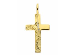 4059468467234 - Ketten-Anhänger ADELIA´S 333 Gold Kreuz Anhänger mit Zirkonia Schmuckanhänger Gr Damen mit Zirkonia Gelbgold 333 goldfarben (gold) Damen Anhänger mit Zirkonia Goldschmuck für & Herren