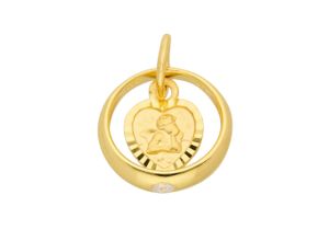 4059468473631 - Ketten-Anhänger ADELIA´S 585 Gold Anhänger Taufring mit Zirkonia Ø 104 mm Schmuckanhänger Gr Damen Gelbgold 585 goldfarben (gold) Damen Anhänger mit Zirkonia Goldschmuck für