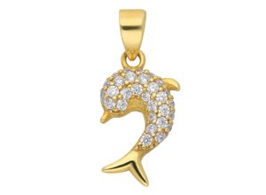 4059468489304 - Ketten-Anhänger ADELIA´S 333 Gold Anhänger Delphin mit Zirkonia Schmuckanhänger Gr Kinder Gelbgold 333 goldfarben (gold) Damen Anhänger mit Zirkonia Goldschmuck für