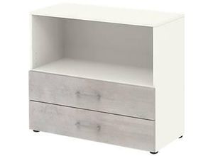 4059484218179 - Home Office Kombiregal TEMPIO aus Holz 2 Einschübe 2 OH B 800 x T 340 x H 720 mm weiß Beton