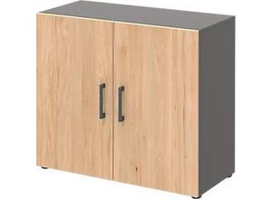 4059484218230 - Home Office Aktenschrank TEMPIO aus Holz 2 Türen 2 OH B 800 x T 340 x H 720 mm anthrazit Hickory Eiche