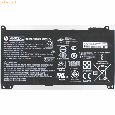 4059612619212 - Hewlett-Packard Akku für Hewlett-Packard PROBOOK 470 G5 Li-Pol 114 Vo