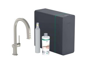 4059625390122 - Aqittura M91 - Spültischarmatur mit ausziehbarem Auslauf SodaSystem SBox Edelstahl 76806800 - Hansgrohe