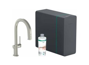 4059625409831 - Aqittura M91 - Spültischarmatur mit ausziehbarem Auslauf SodaSystem SBox Edelstahl 76836800 - Hansgrohe