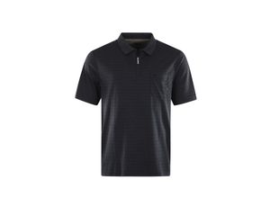 4059657609902 - Shirt Gestreiftes Kurzarm-Poloshirt Softknit mit verdecktem Reißverschluss und Brusttasche in Regular Fit