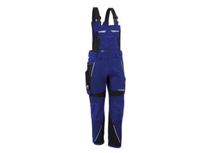 4059737000018 - Arbeitshose iron in kornblau schwarz Größe 44 - moderne Latzhose - funktionaler Blaumann - kornblau schwarz - 44 - Qualitex