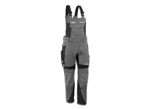 4059737000445 - Arbeitshose iron in grau schwarz Größe 58 - moderne Latzhose - funktionaler Blaumann - grau schwarz - 58 - Qualitex