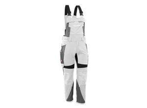 4059737003736 - QUALITEX HIGH QUALITY WORKWEAR Latzhose IRON weiß grau Damen 66 Herren 72