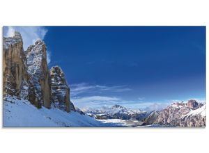 4059745271349 - Glasbild ARTLAND Drei Zinnen Umrundung in den Dolomiten Bilder Gr B H 100 cm x 50 cm Glasbild Himmel Querformat 1 St blau Bild Glasbild Glasbilder Bilder in verschiedenen Größen